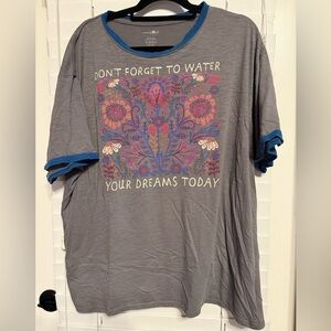 NATURAL LIFE Gray Tee with Colorful Floral Design